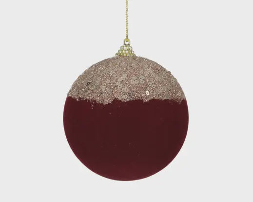 Red Bauble with Gold Sequin Top 10cm