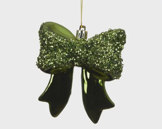 Glitter Green Bow Hanging Decoration