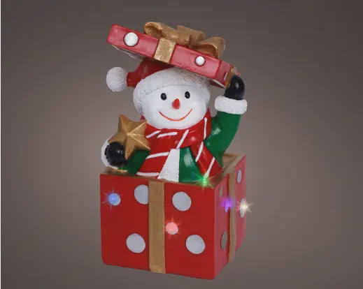LED Flashing Snowman in Present