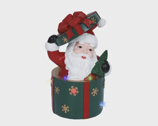 LED Flashing Santa in Present