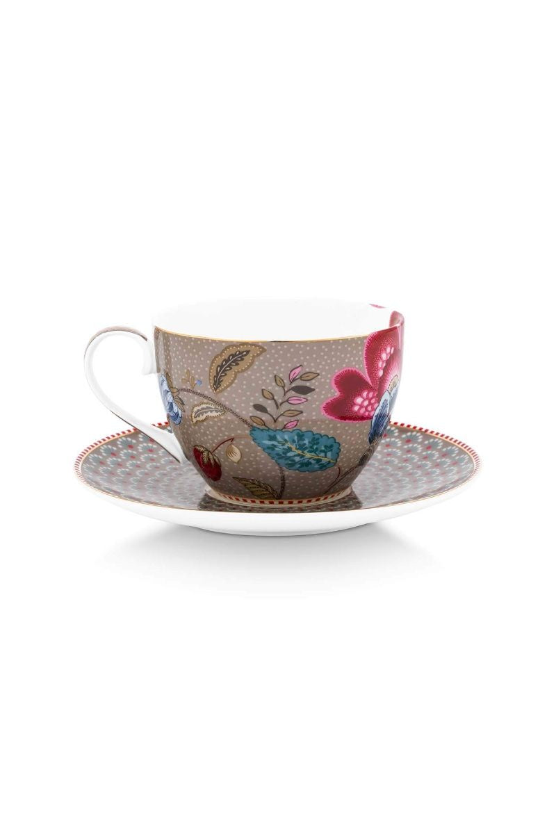 Cup and Saucer Blooming Tales Fantasy Khaki