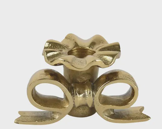 Gold Bow Candle Holder