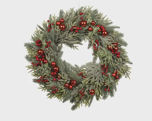 Glitter Red Bauble Wreath