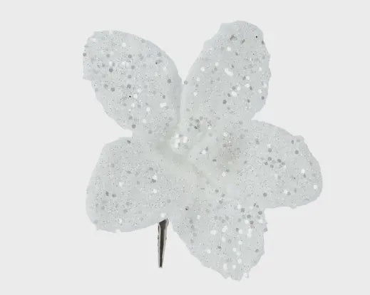 White Fur Poinsetta 18cm