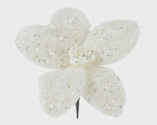 Cream Fur Poinsetta 18cm