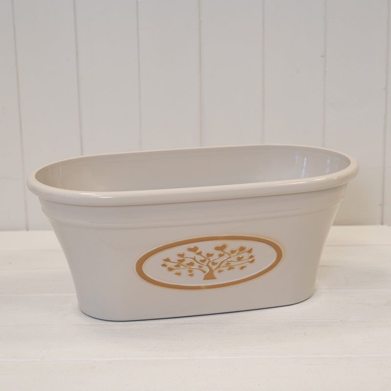 Cream Round Loveheart Tree Through Recycled Plastic Planter