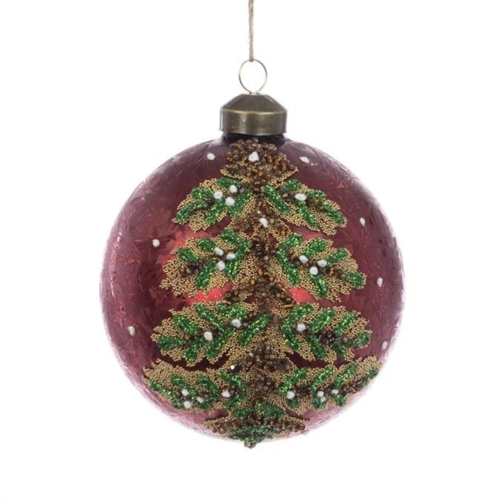 Beaded Tree Bauble, 10cm