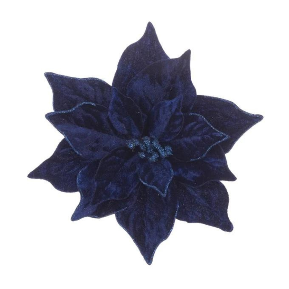 Velvet Luxe Poinsettia, Blue