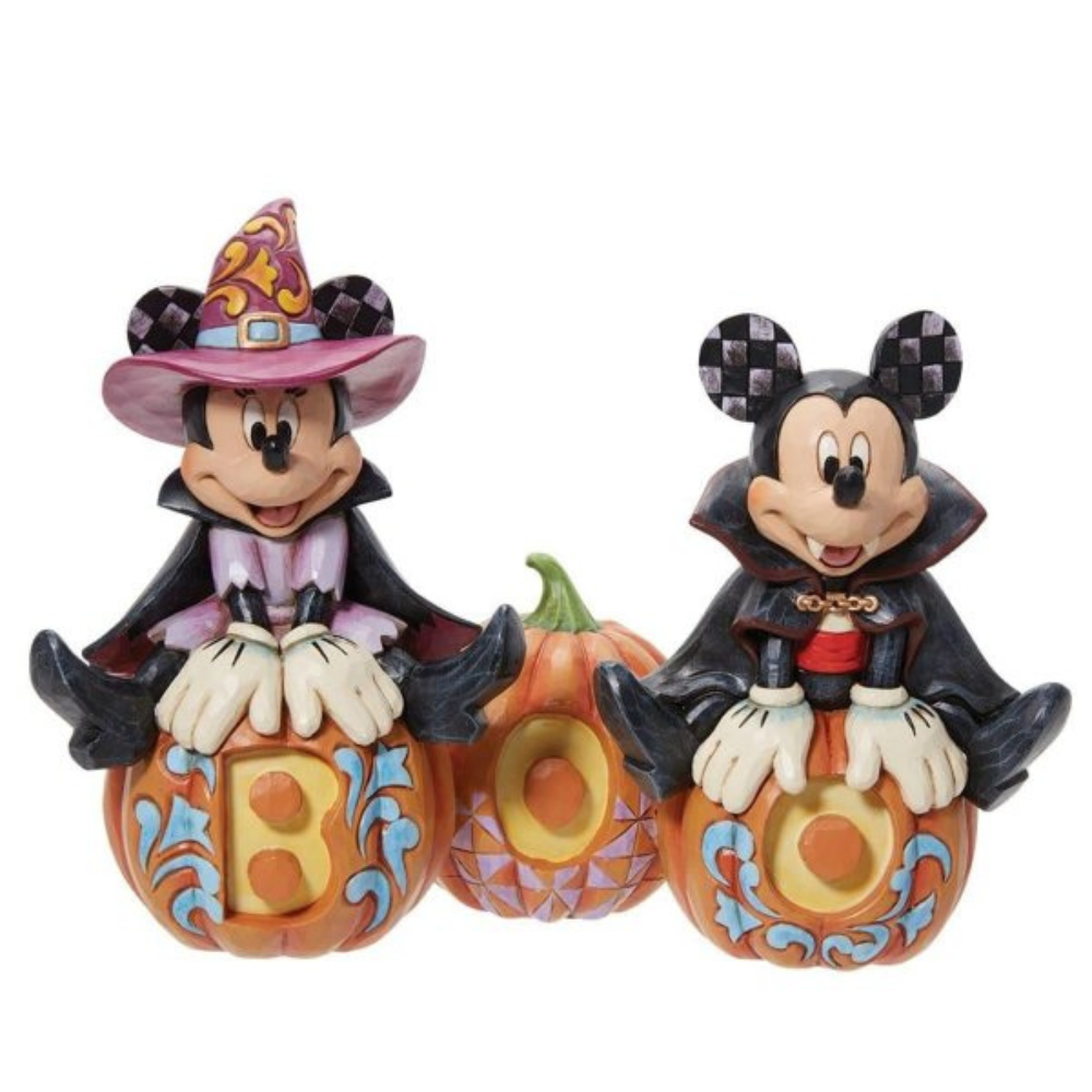 Disney Traditions Mickey & Minnie Mouse Boo Glow in the Dark Pumpkin Halloween Figurine