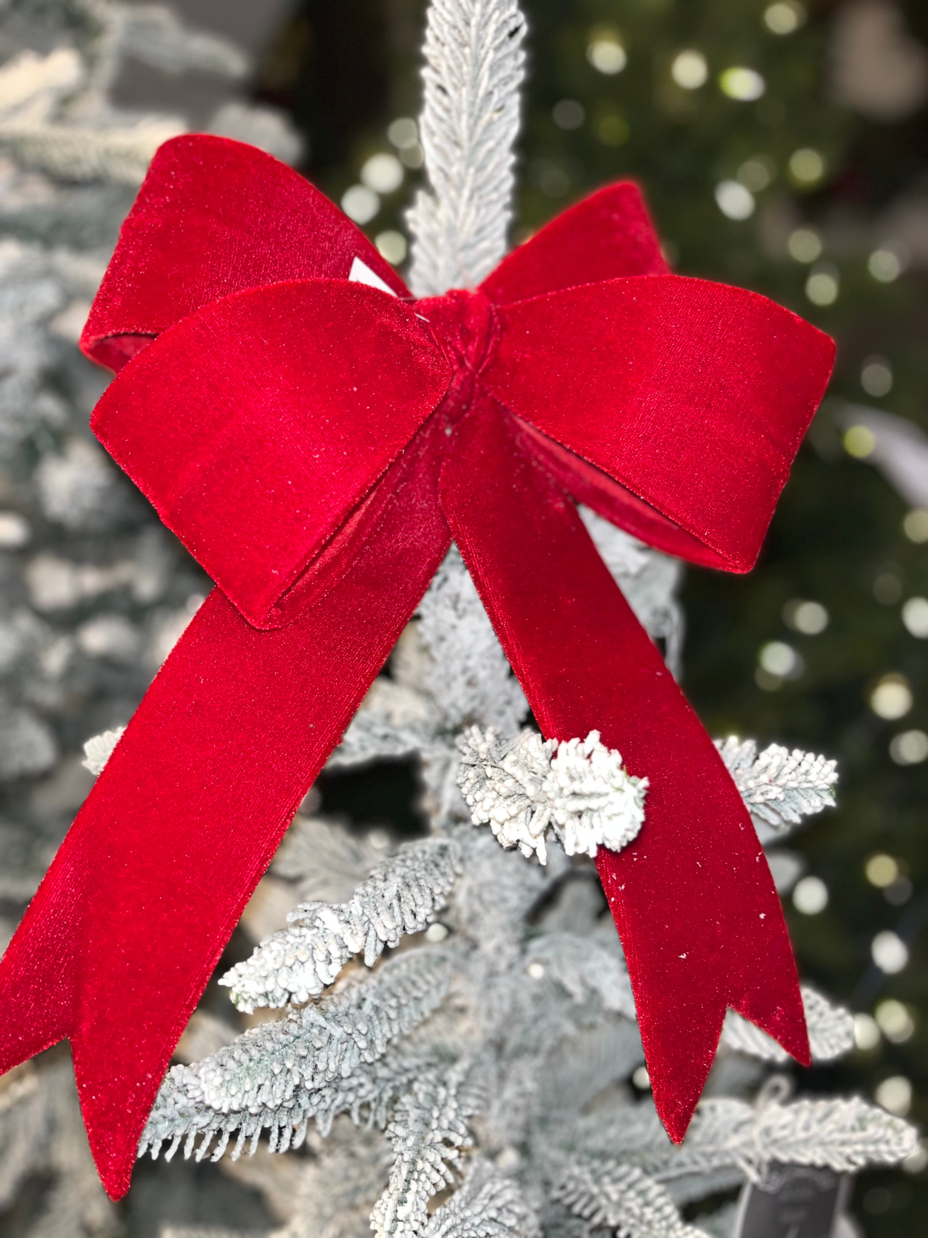 Red Velvet Wired Bow, 35cm