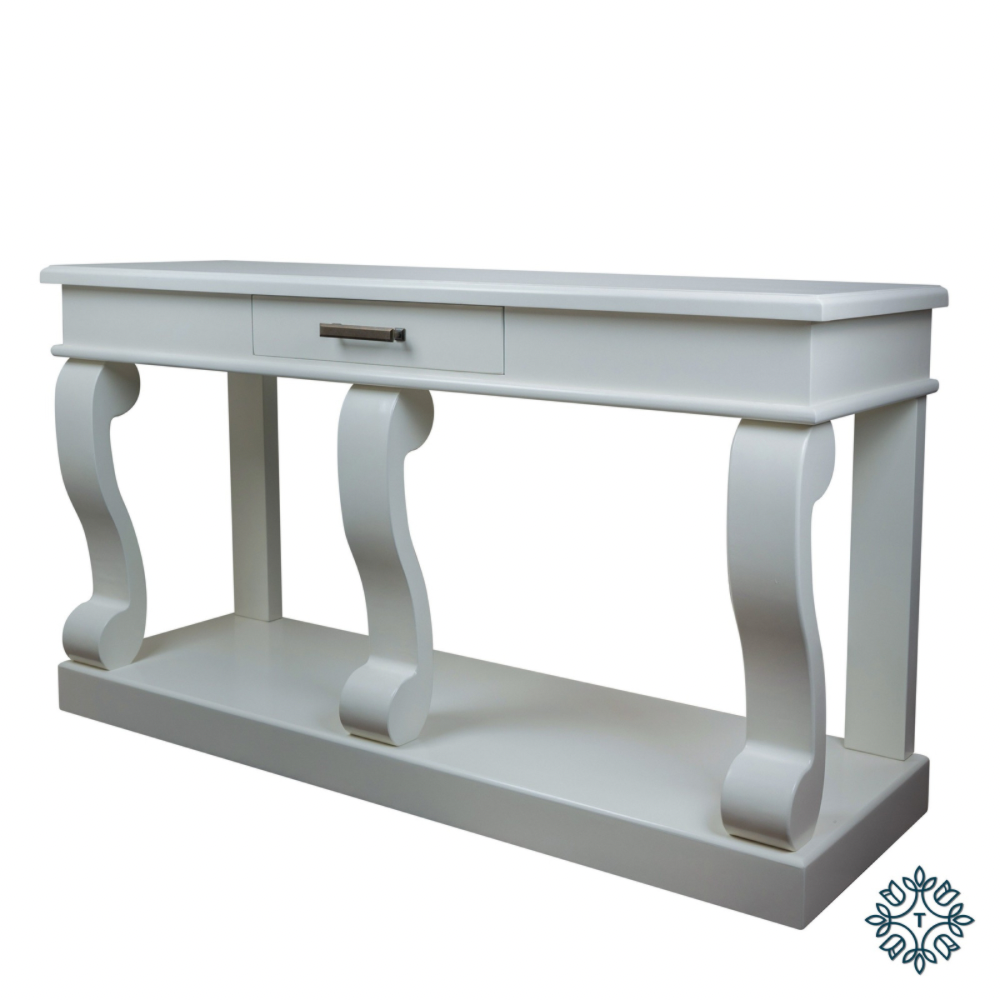 Grey Scroll Console Table