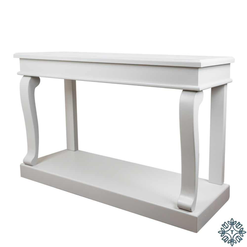 Ivory Scroll Console Table