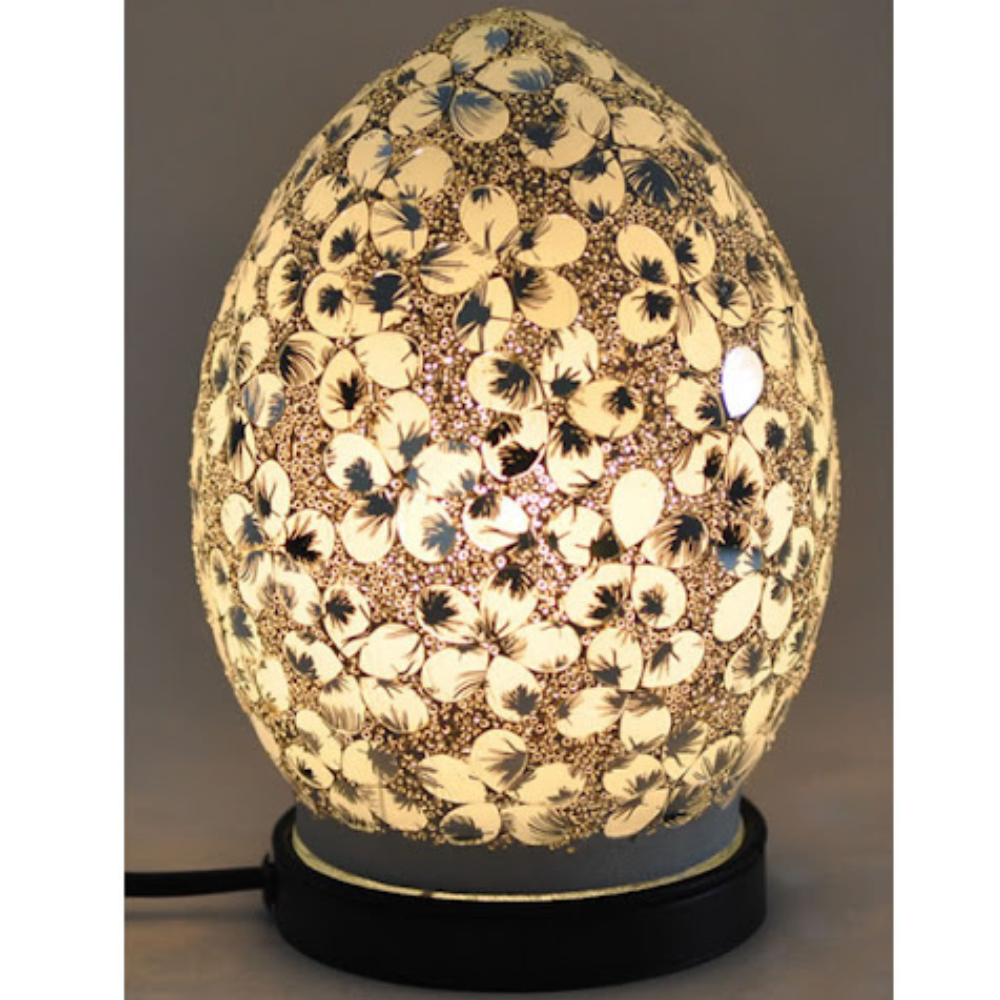 White Mosaic Egg Lamp