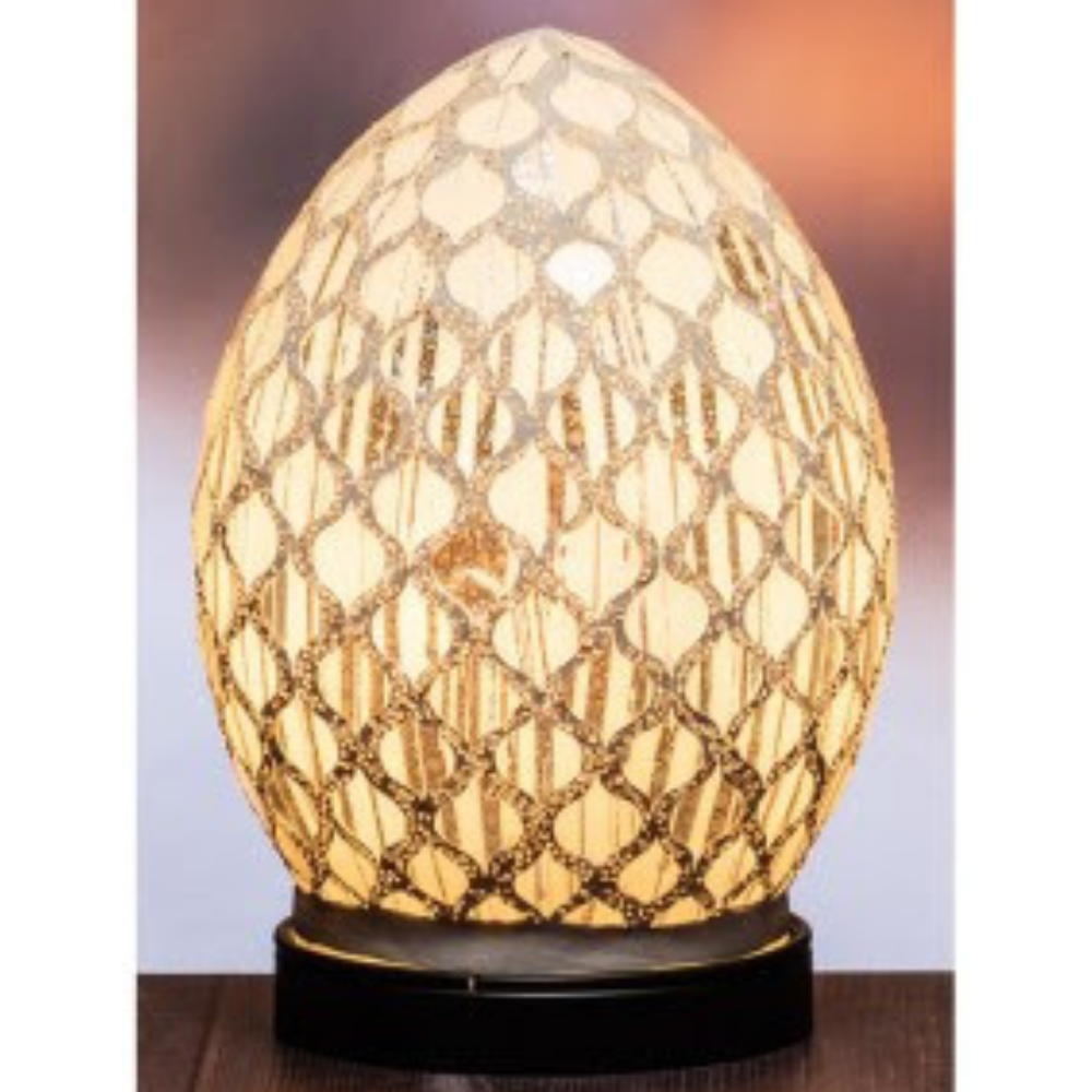 White & Silver Mosaic Egg Lamp