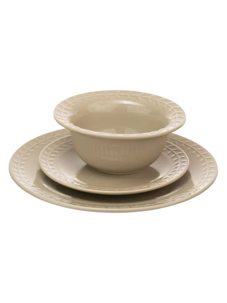 Artisan Street 12 Piece Natural Leaf Stone Dinner Set