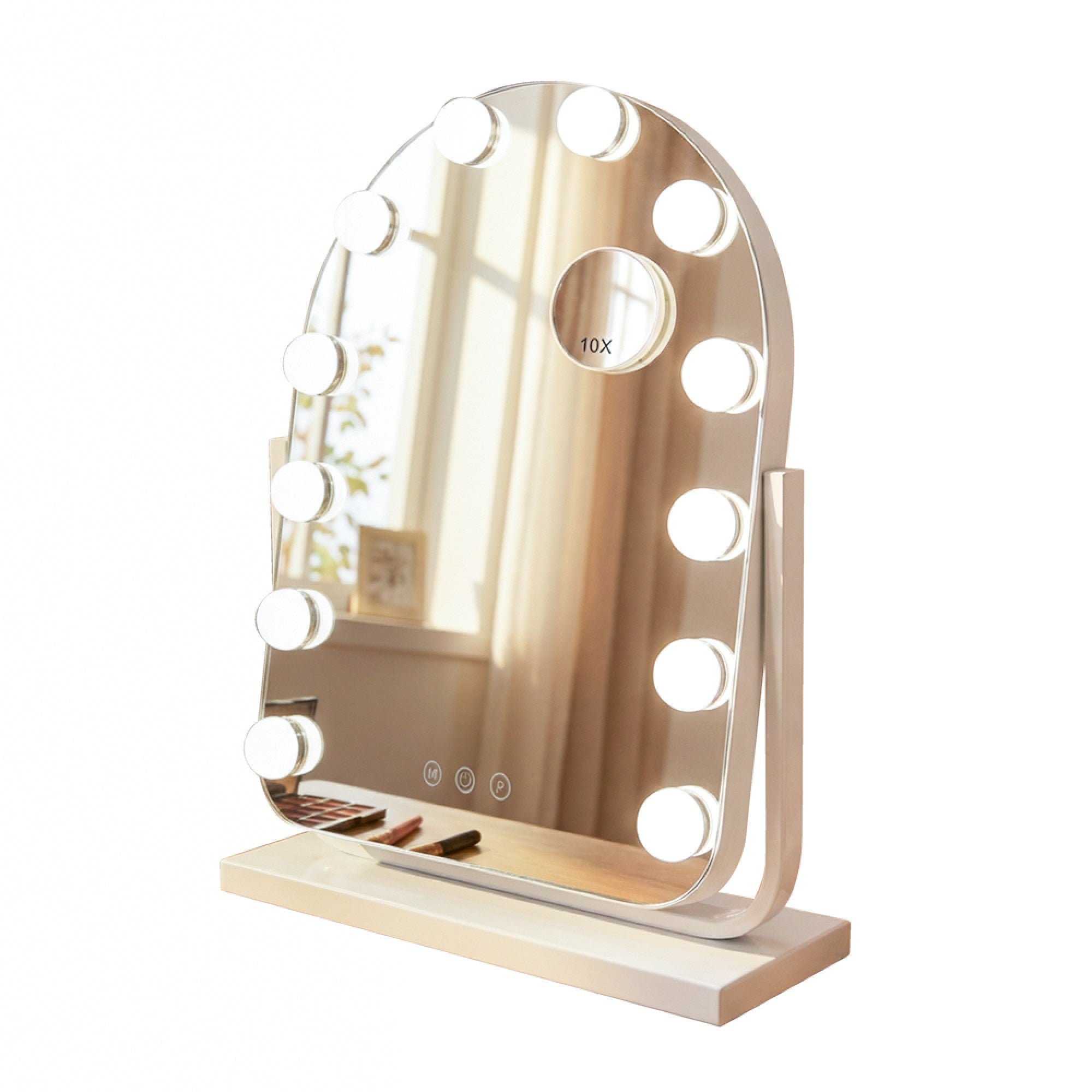 Hollywood Bulb Arch Vanity Mirror White