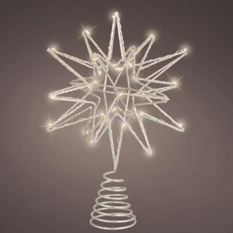 LED Silver Star Tree Topper