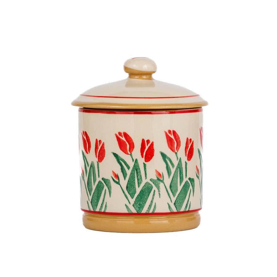 Lidded Sugar Bowl Red Bloom