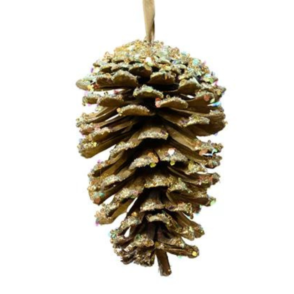 Pinecone Hanging Decoration, Light Gold