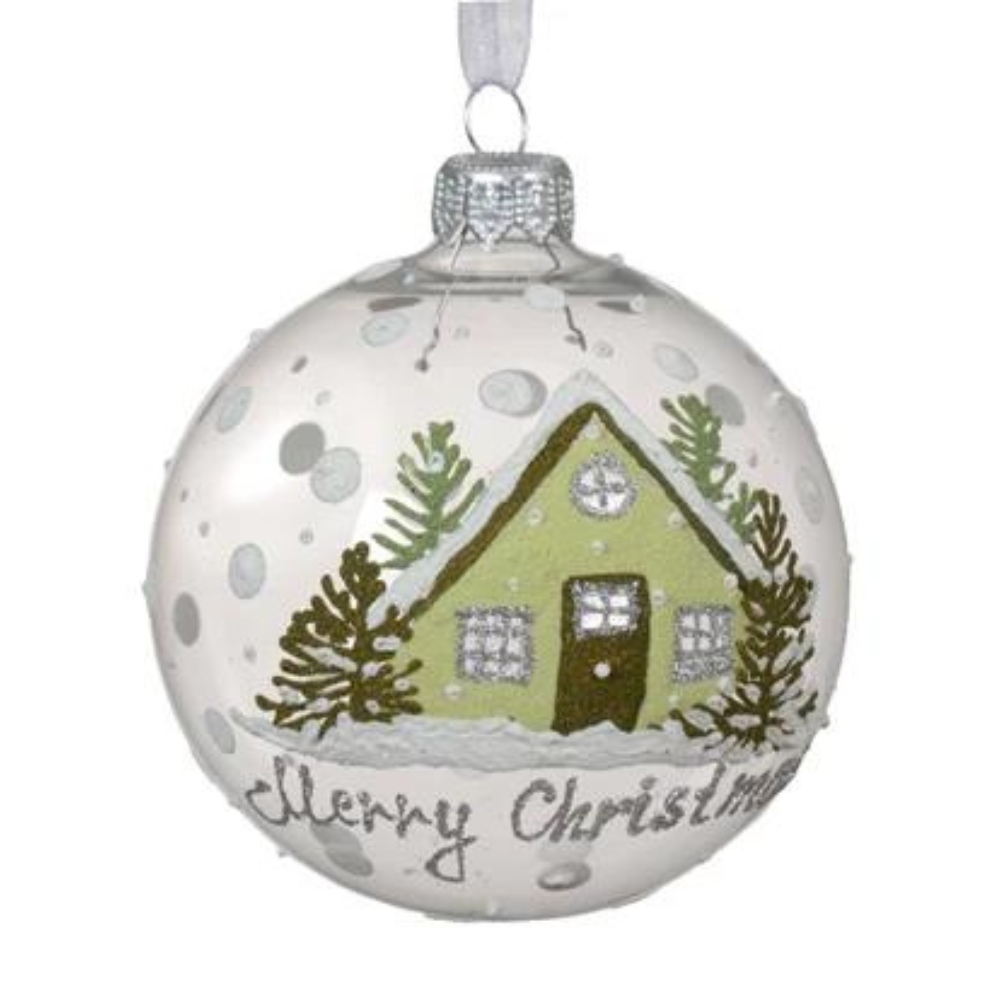 Transparent Bauble With House, 8cm