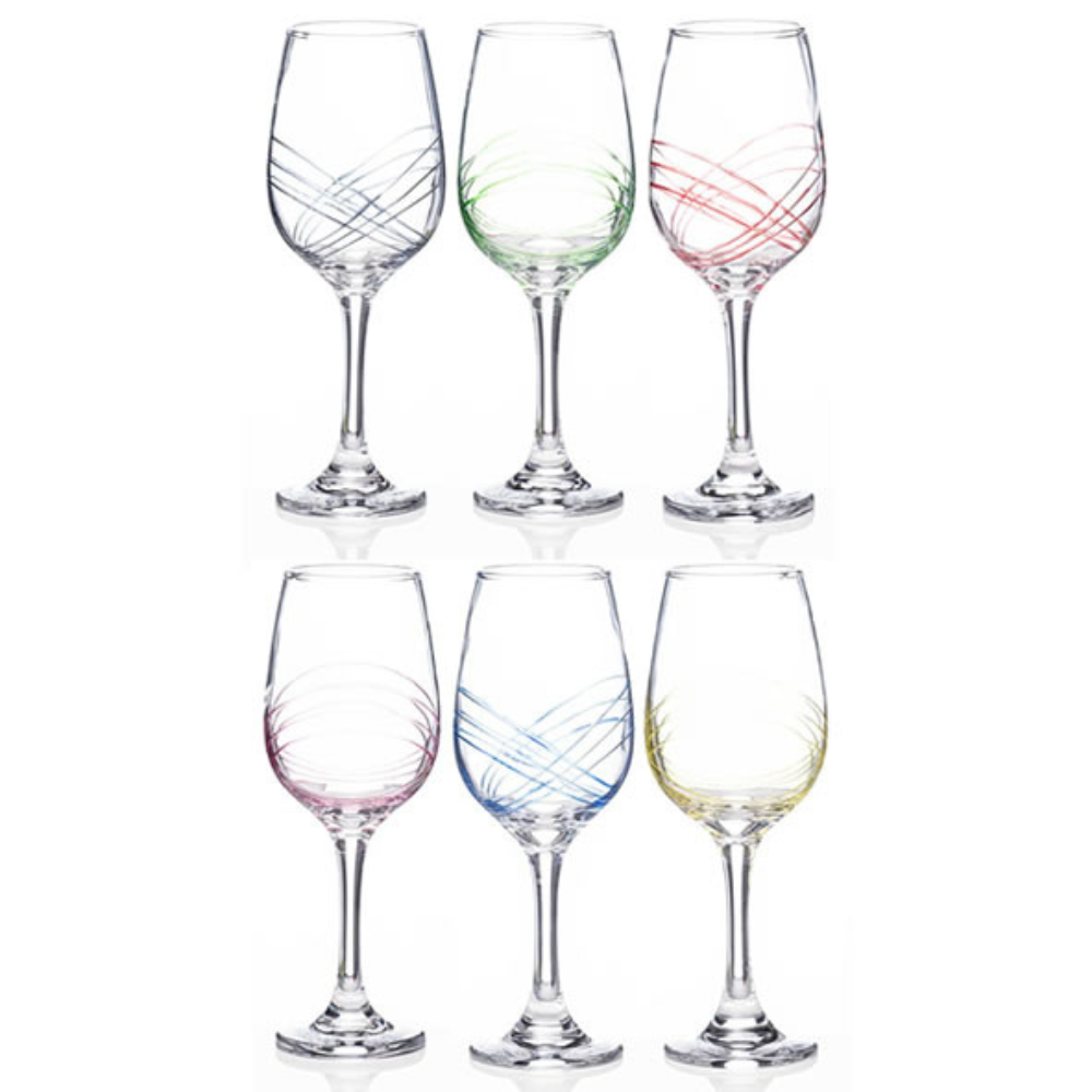 Rainbow Swirl Wine Glasses