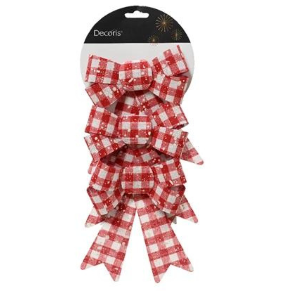 Check Red Bows, Set of 3