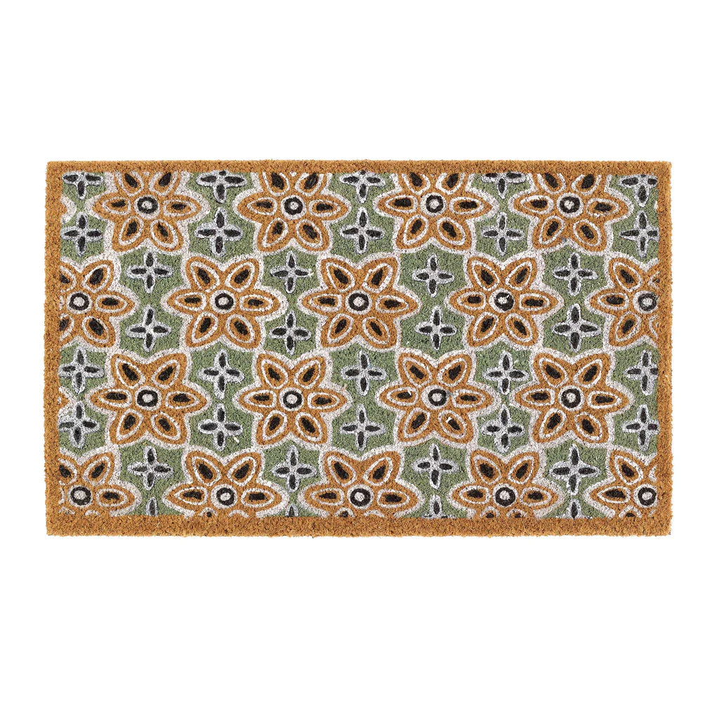 Sage Green Woodblock Coir Doormat