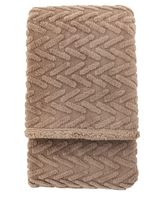 Herringbone Sherpa Throw Taupe, 140x180cm
