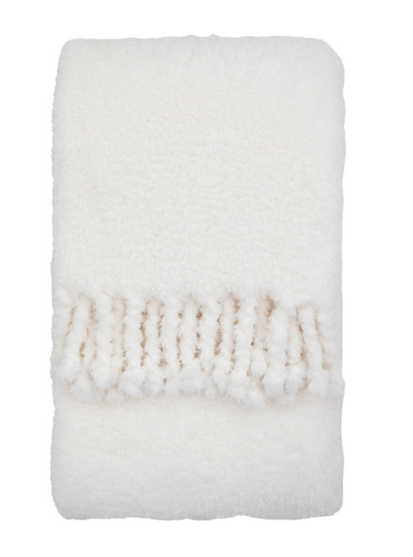 Plain Fringe Teddy Throw Natural, 130x170cm