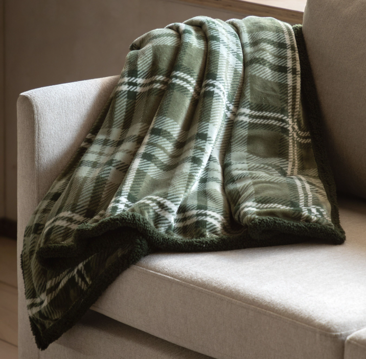 Tartan Shepa Throw Olive, 152x177cm