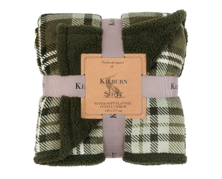 Tartan Shepa Throw Olive, 152x177cm