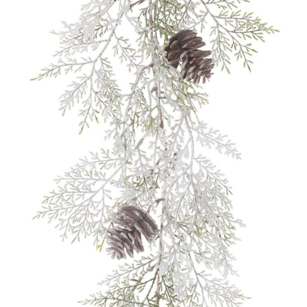 Snowy Pine Garland With Cones