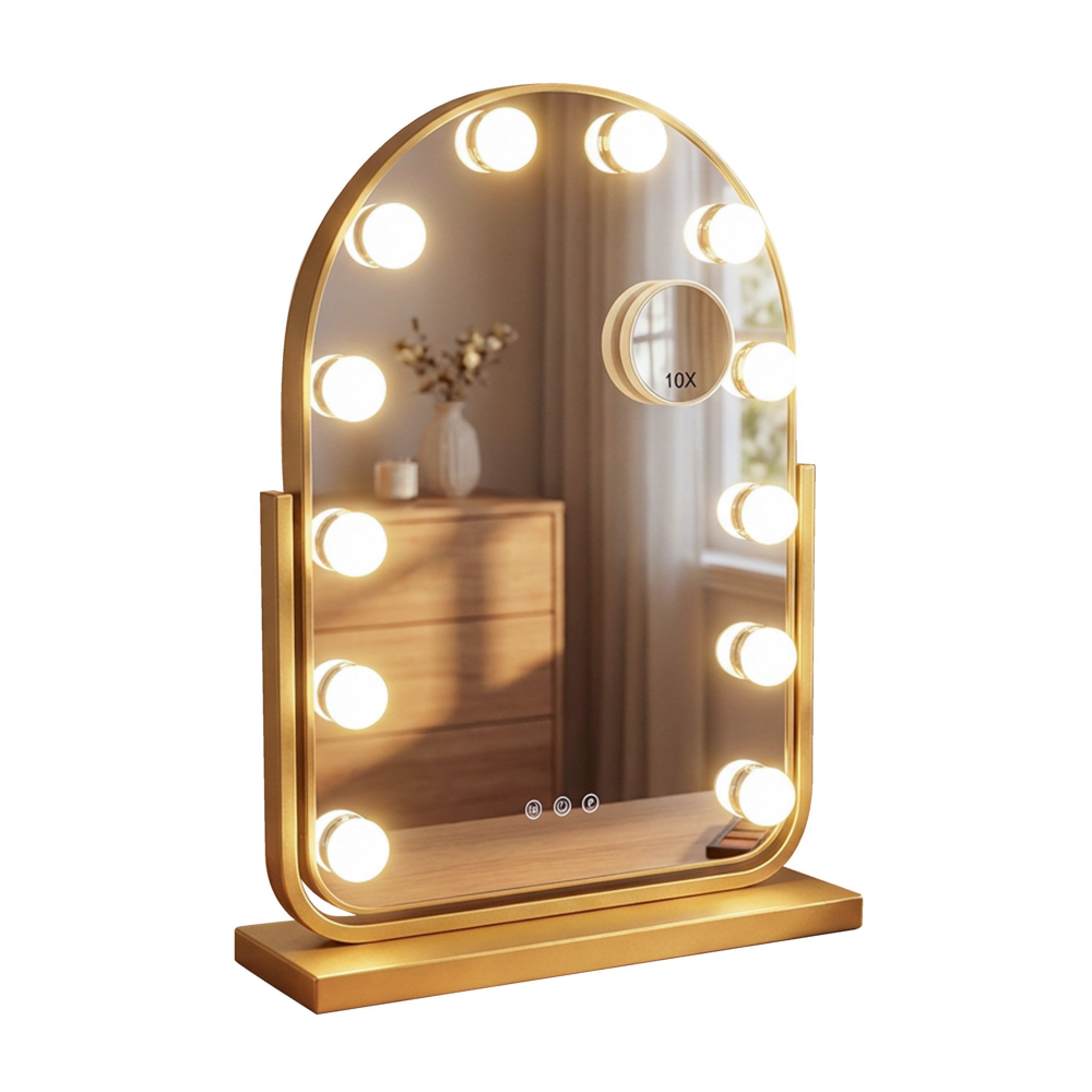Hollywood Bulb Arch Vanity Mirror, Gold