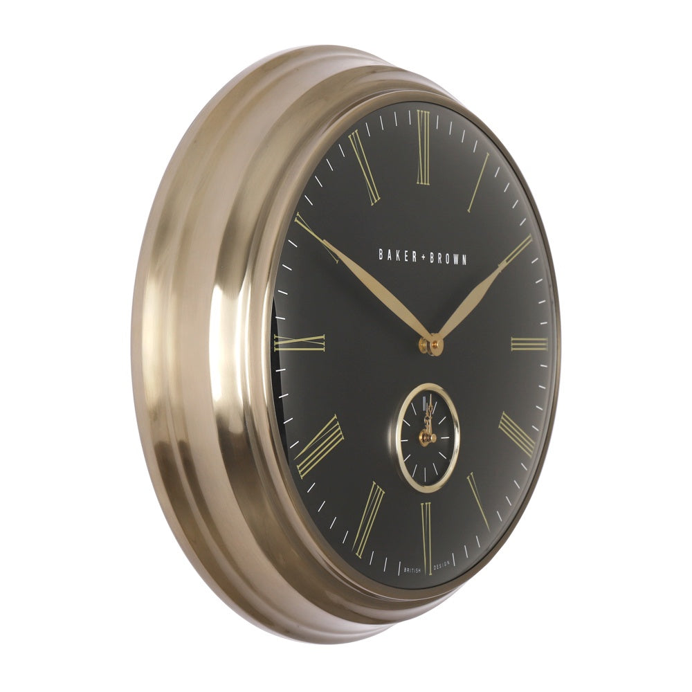 Baker & Brown Clock Black/Brass 49cm