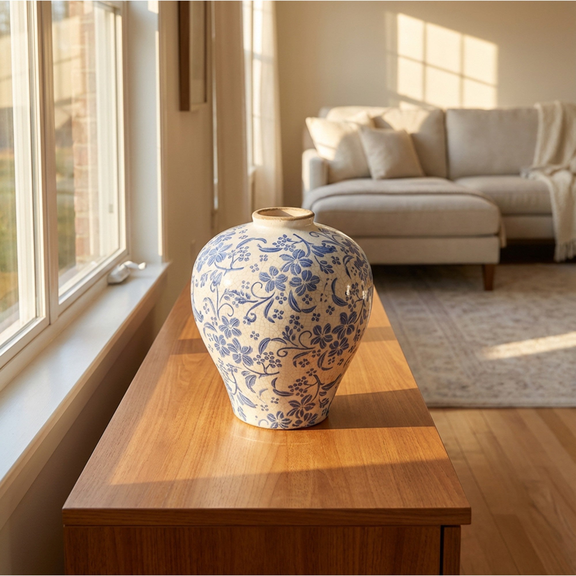 Blue Floral Vase 23cm