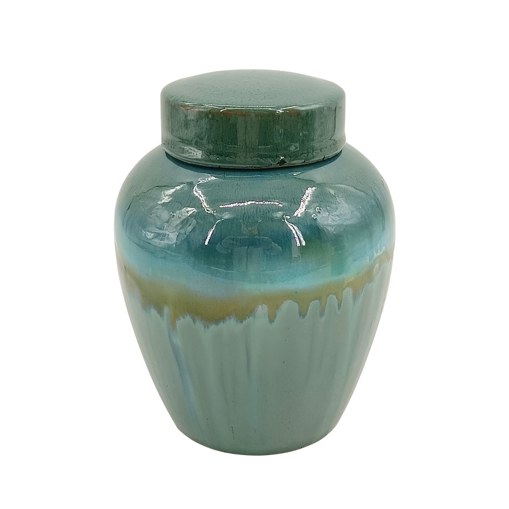 Reactive Glaze Lidded Jar, 19cm