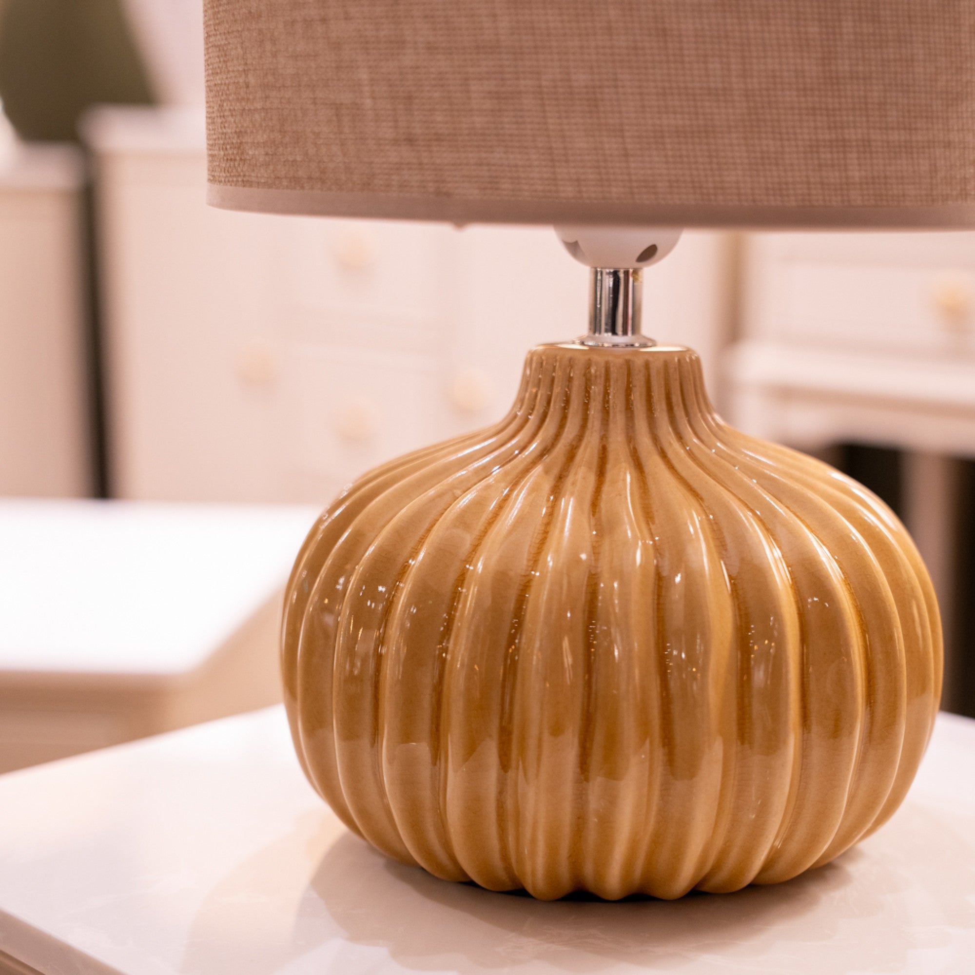 Dakota Ceramic Lamp Muted Yellow 35cm