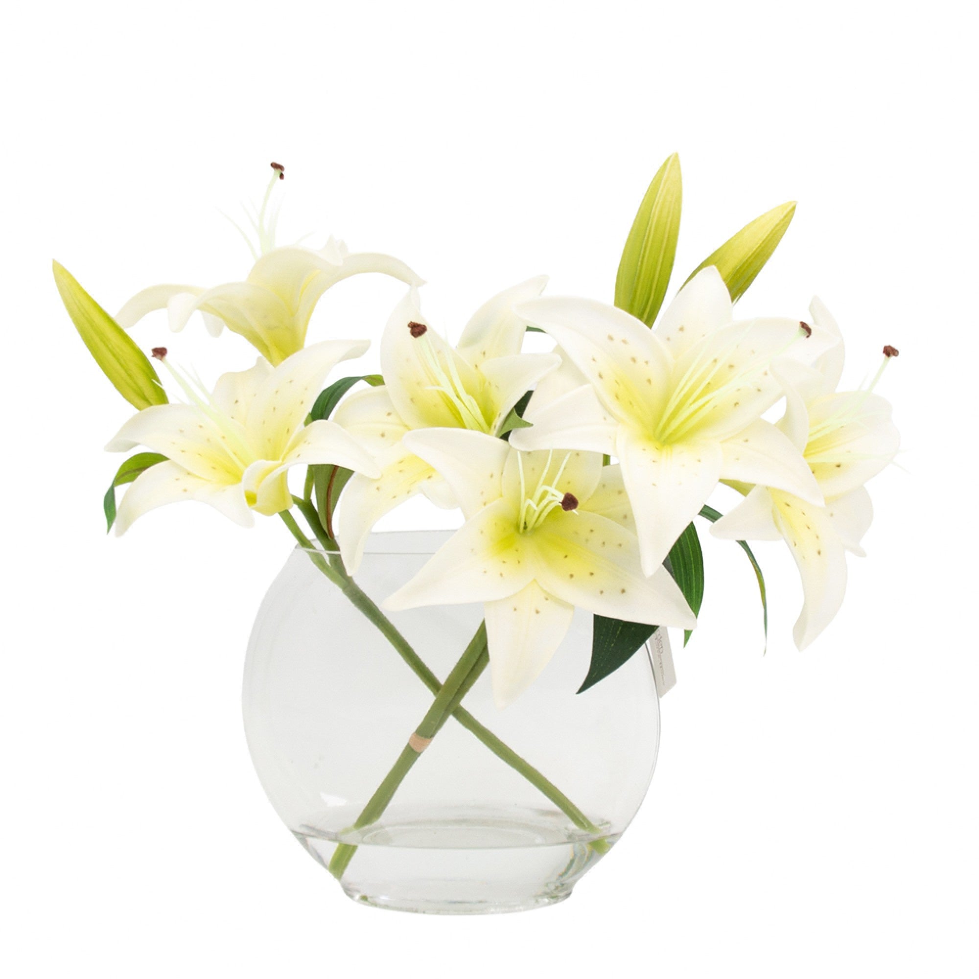Real Touch Lillies Crossed Stem Vase with Faux Water