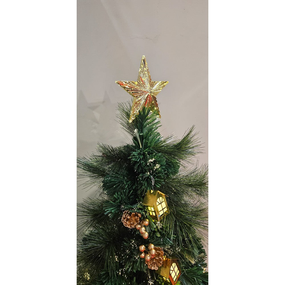 6ft Fibre Optic Christmas Tree with Gold Ltn