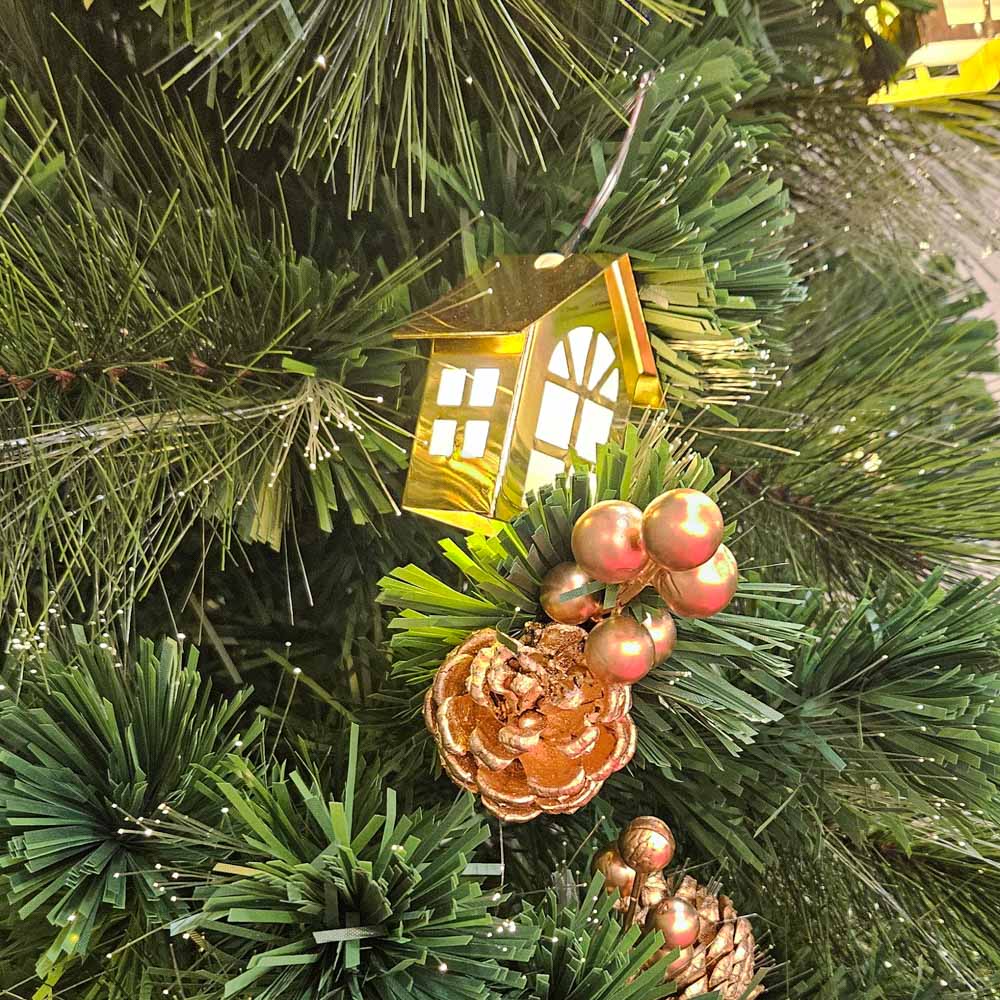 6ft Fibre Optic Christmas Tree with Gold Ltn