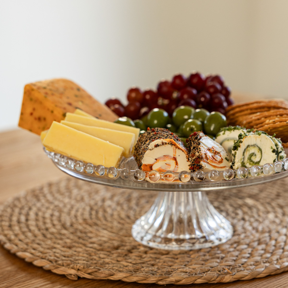 Muckross Round Beaded Divided Footed Platter
