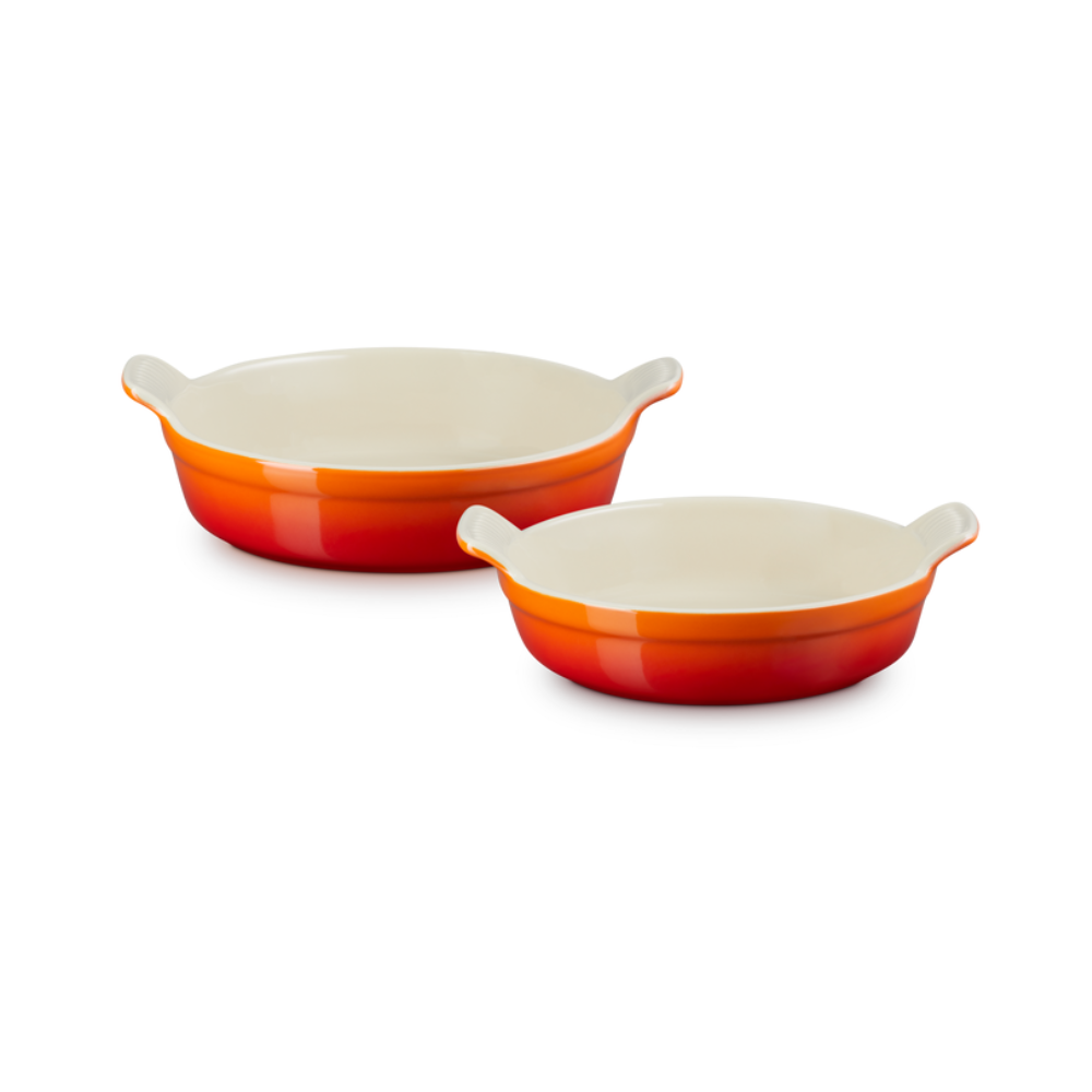 Le Creuset Heritage Set Of 2 Round Dishes, Volcanic