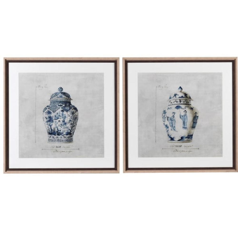 Set of 2 Chinoisery Urn Picture