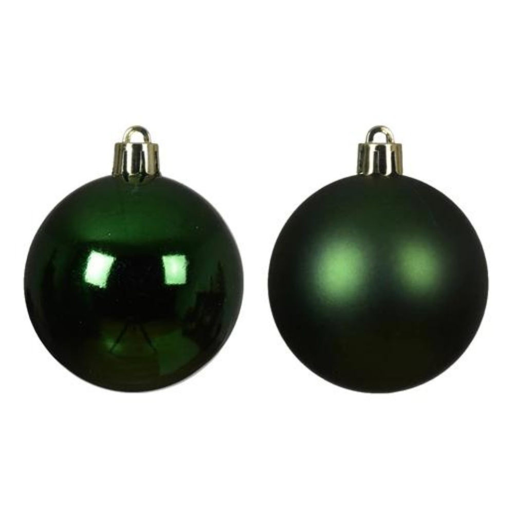 Pine Green Shatterproof Mix Bauble Set