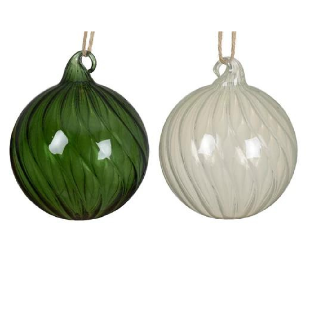 Swirl Glass Bauble, 10cm