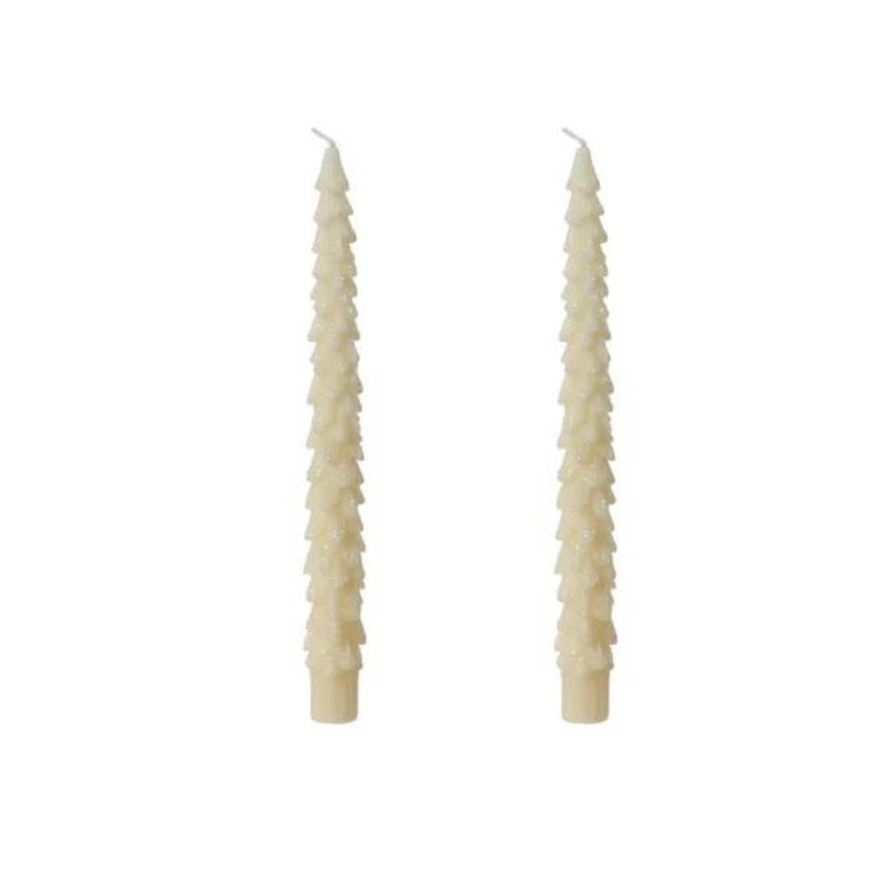 Wool White Dinner Candles, Set of 2