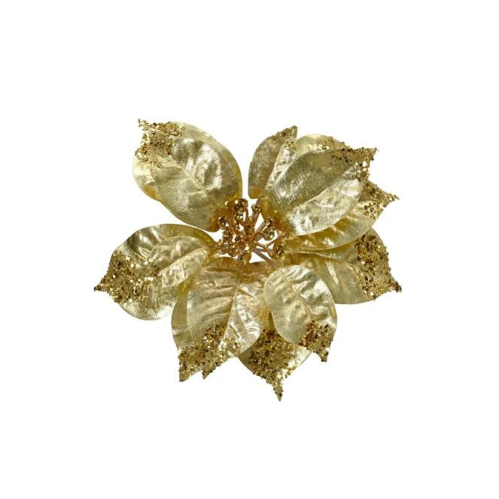 Gold Clip on Poinsettia, 16cm