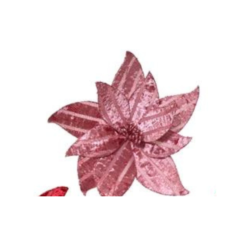 Velvet Striped Poinsettia Clip, 30cm