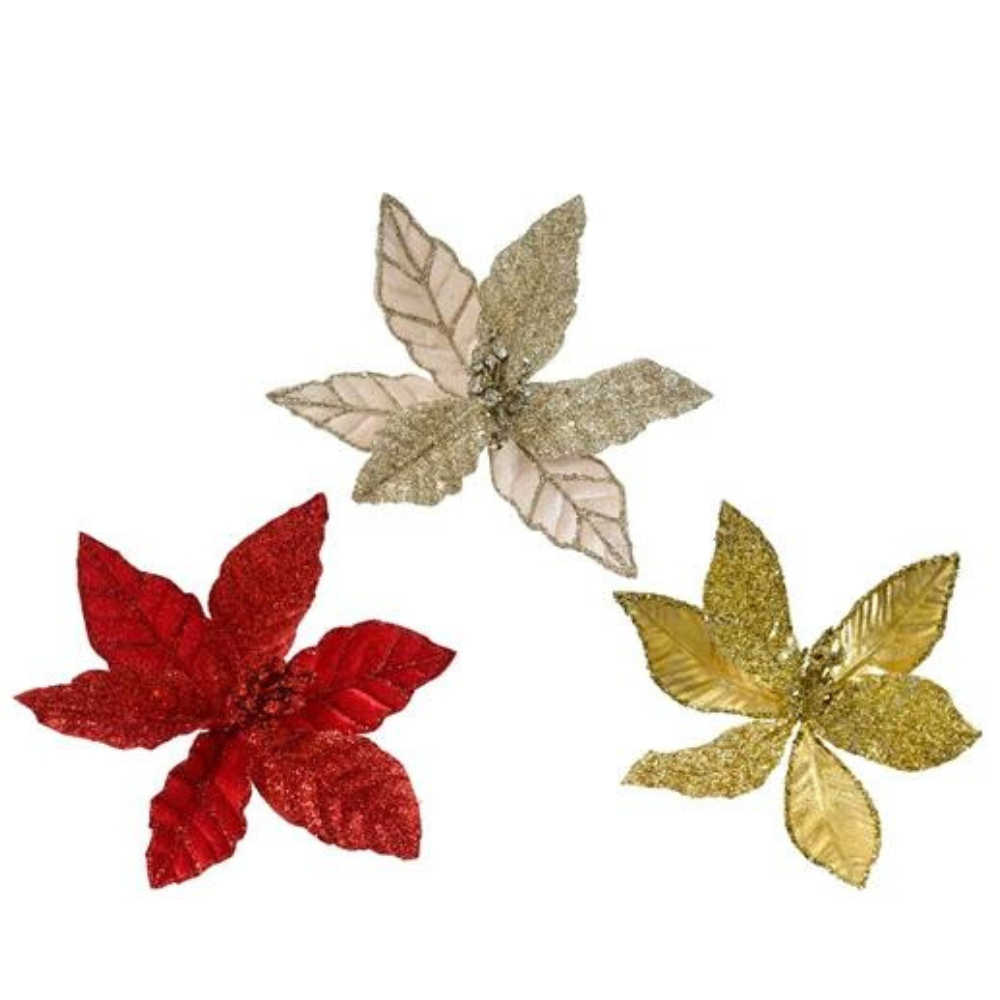 Glitter Petal Poinsettia, 24cm