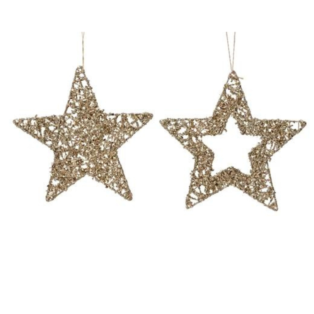 Champagne Glitter Star Hanging Decoration